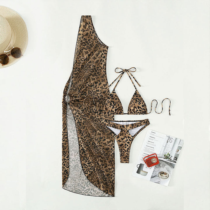 Women's Bikini Set with Leopard Print Cover-Up Maréssa, view 3 - Elena Harper