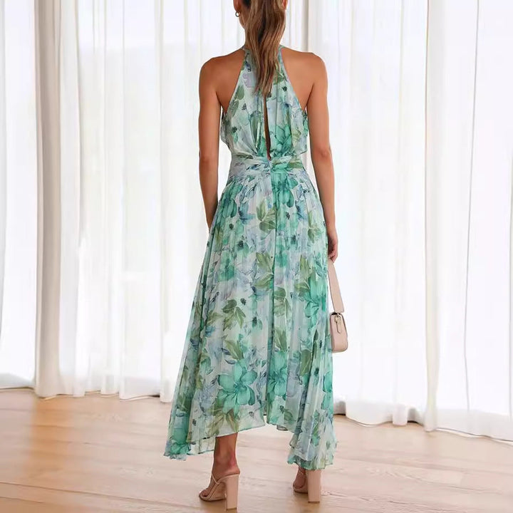 Celestine Pleated Halter Maxi Dress - Elena Harper