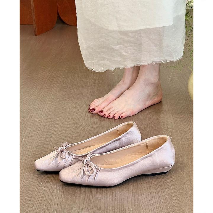 Women's Ballerina Shoes with Decorative Bow Accent and Soft Insole EB