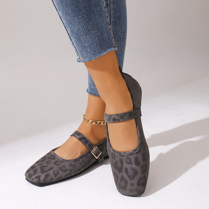 Ladies' Ballerinas with Trendy Leopard Print and Decorative Strap EB