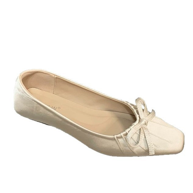 Women's Ballerina Shoes with Decorative Bow Accent and Soft Insole EB