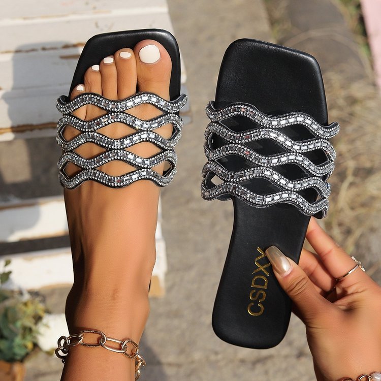 Women's Bathing Shoes with Sparkling Decorative Straps EB