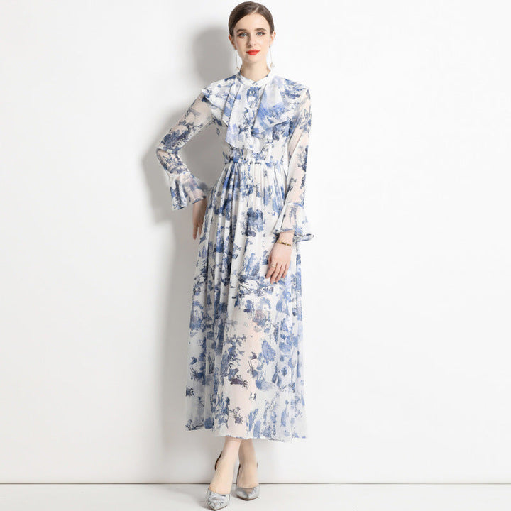 Gabby Elegant Ink Print Dress - Elena Harper