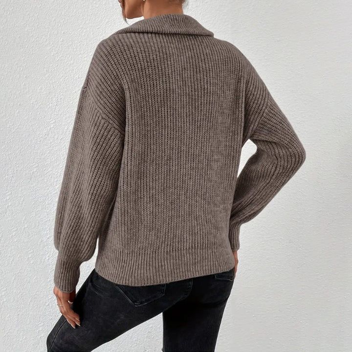 Women's Ribbed Half Zip Jumper with Collar – Hetty