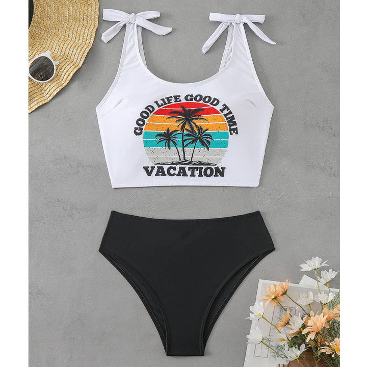 Women's Cropped Bikini Set with Graphic Print EB
