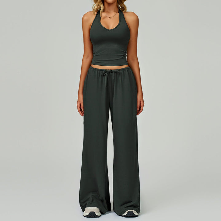 DINGDING Casual Crop Tank Top and Wide Leg Pants Set - Elena Harper