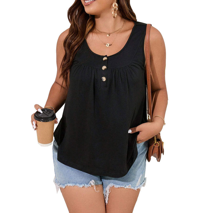 Women's Sleeveless Top with Button Details and Loose Fit EB, view 5 - Elena Harper