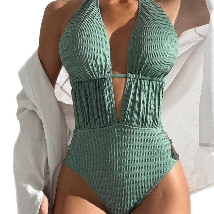 Women's Swimsuit with Deep V-Neck and Ruching EB