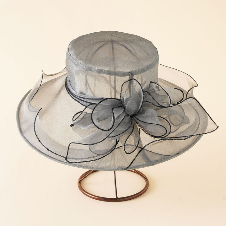 Women's Sun Hat with Fine Mesh Structure and Bow Elements