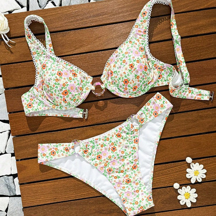 Damen Blumenmuster Bikini Set EB
