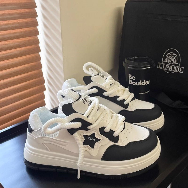 Women's Chunky Platform Sneakers with Star Application, Padded Collar, and Breathable Upper – Névara