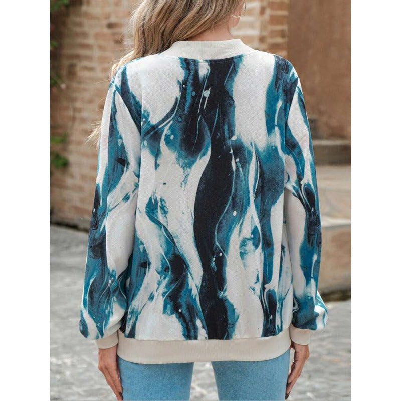 Women's Abstract Print Bomber Jacket EB