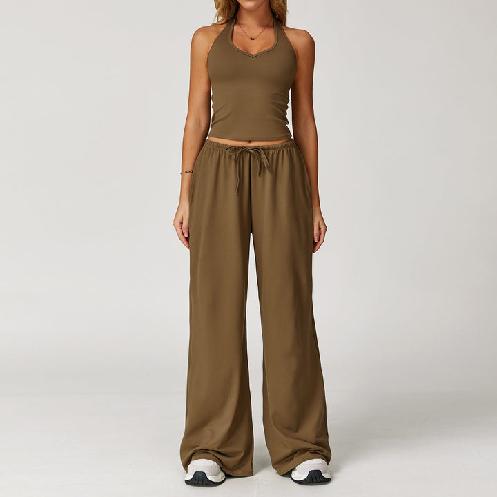 DINGDING Casual Crop Tank Top and Wide Leg Pants Set - Elena Harper