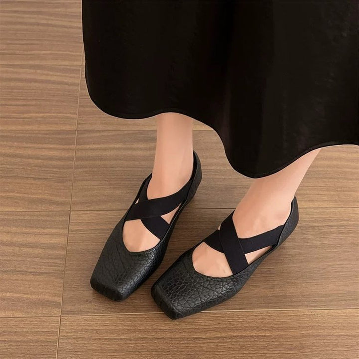 Women's Ballerina Pumps with Elegant Strap and Comfortable Heel EB