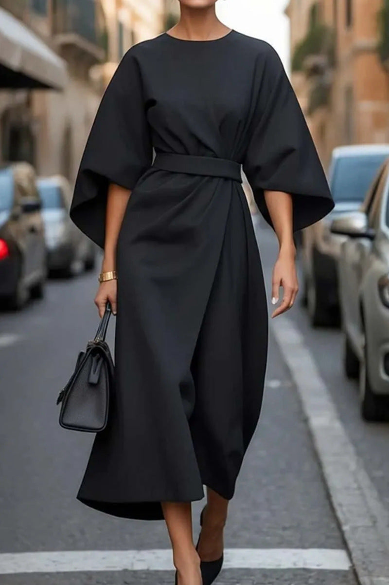 Juliette Stylish Belted Dress Look - Elena Harper