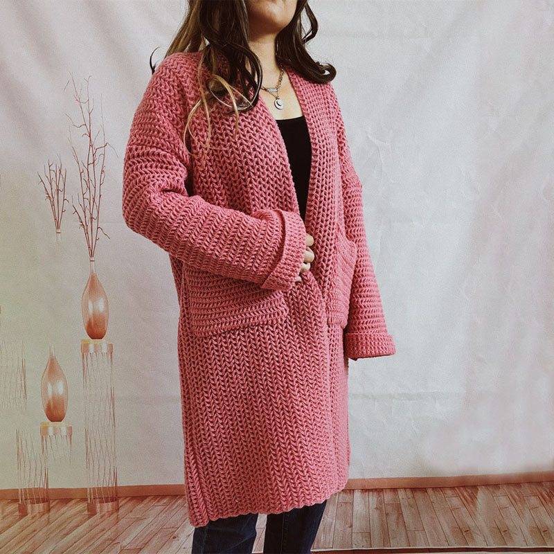 Casual Knitted Cardigan in Solid Color