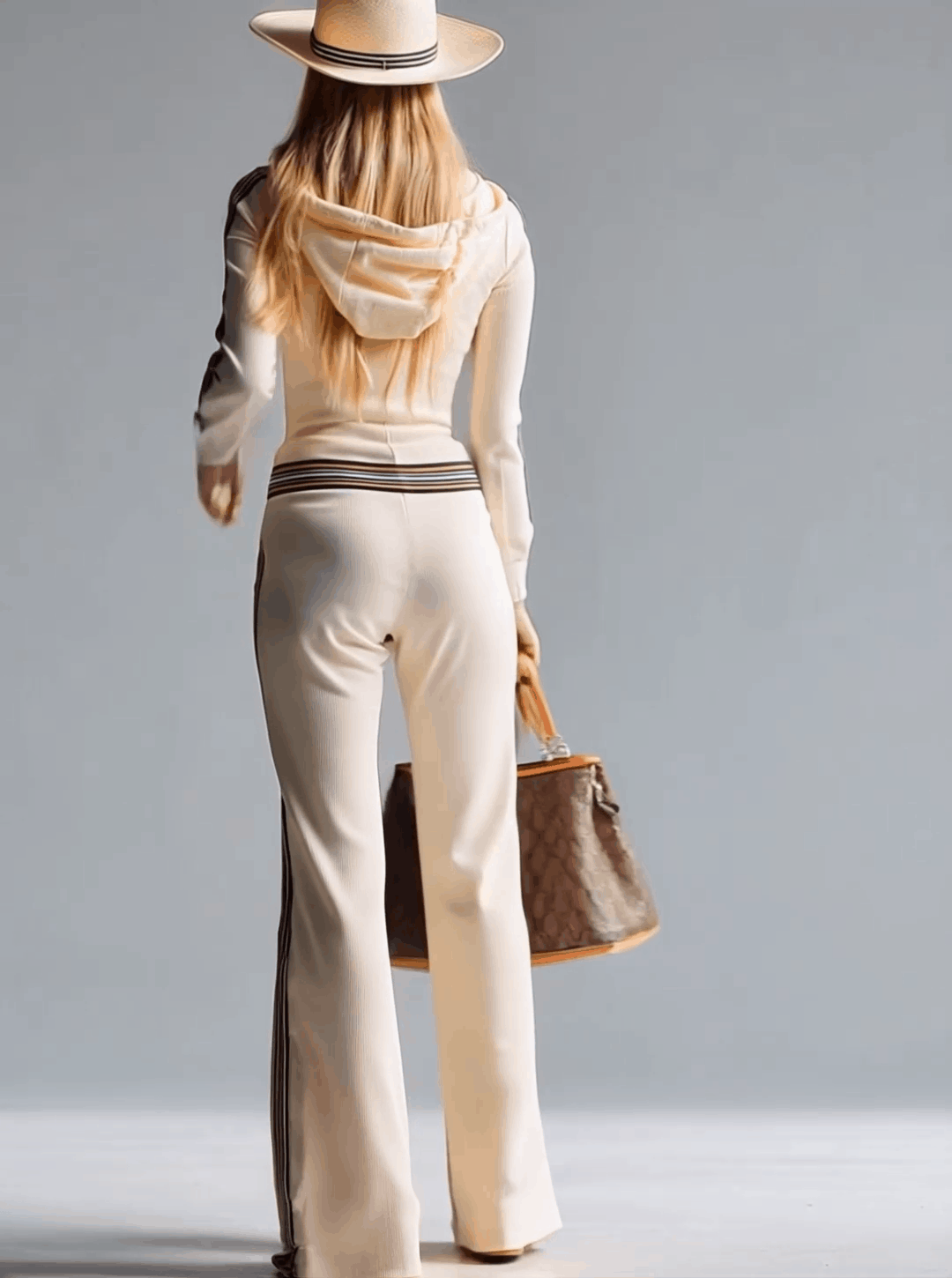 Retro Jumpsuit with Hood and Front Zip, view 3 - Elena Harper