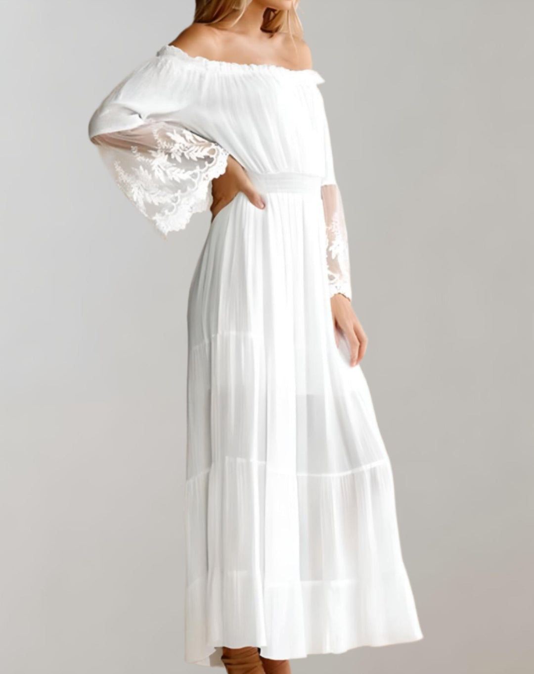 Off-Shoulder Maxi Dress for Wedding Guests - Elara