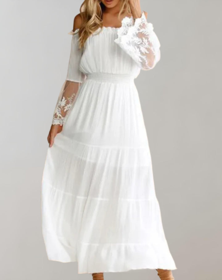 Off-Shoulder Maxi Dress for Wedding Guests - Elara