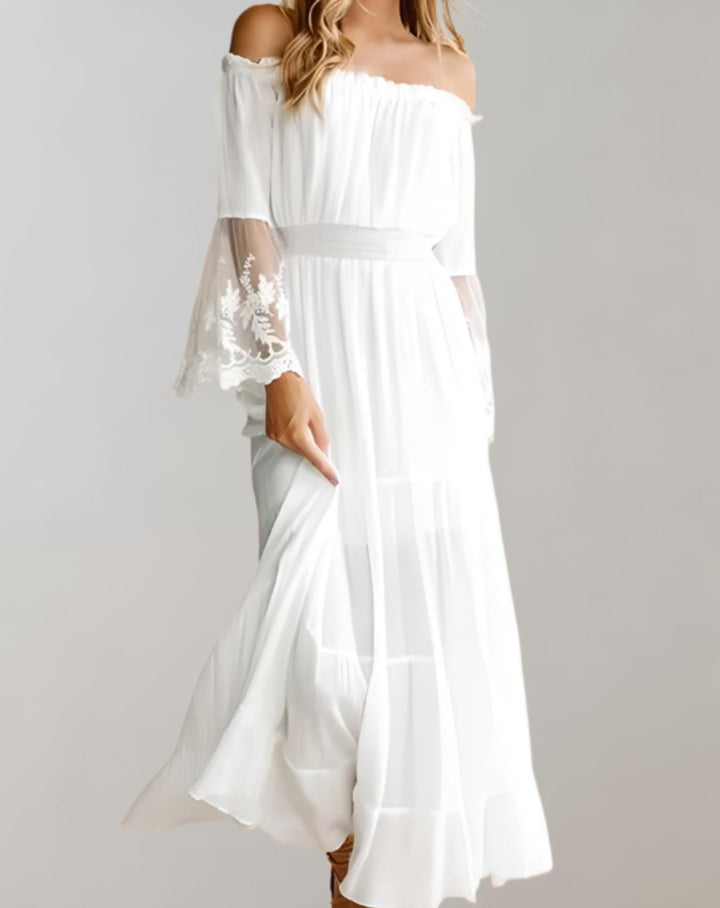 Off-Shoulder Maxi Dress for Wedding Guests - Elara
