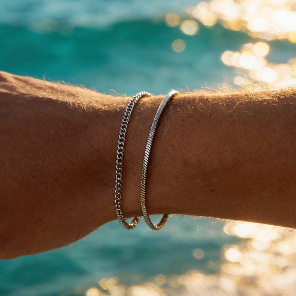 FINE CHAIN BRACELET SET FOR MEN