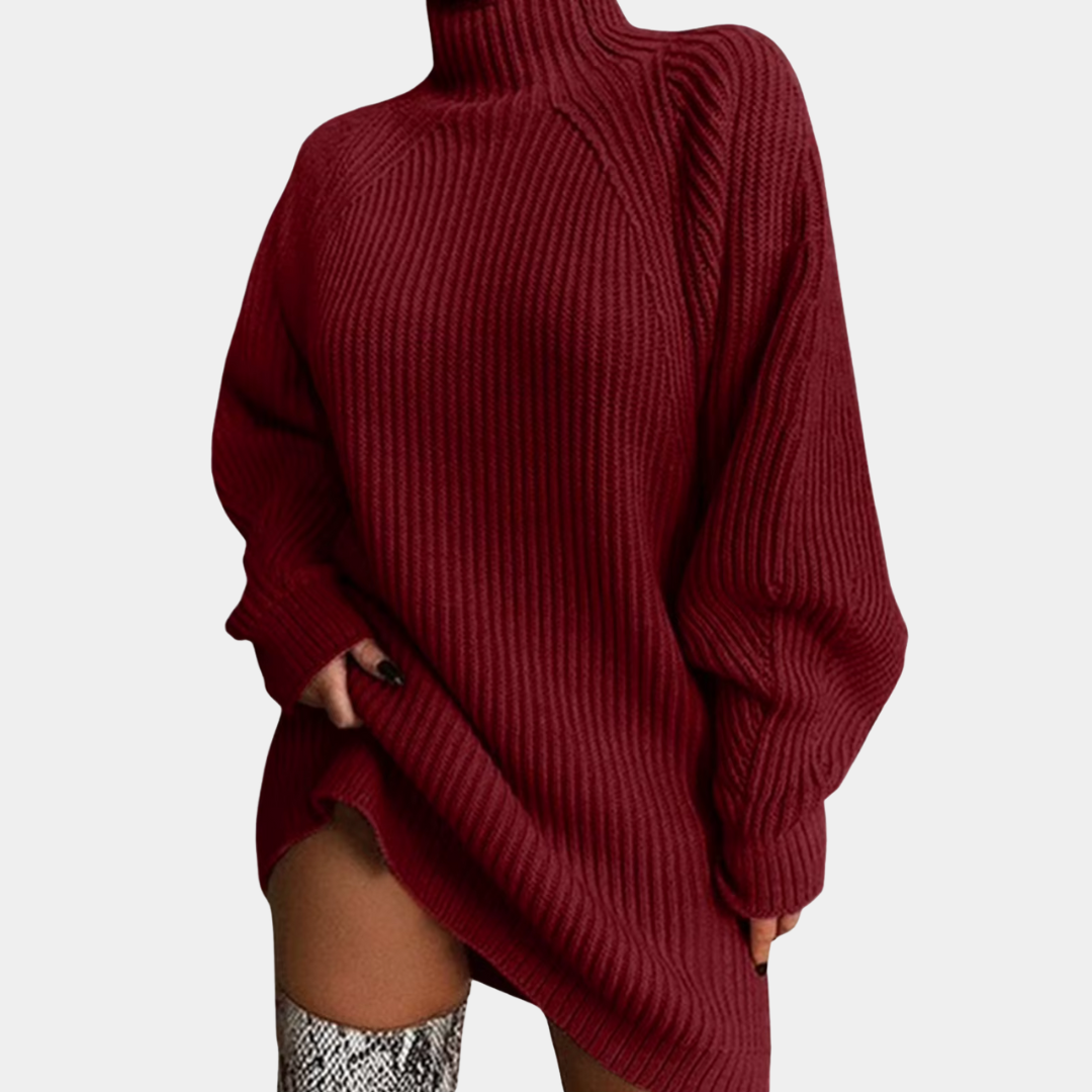 Women's Oversized Sweater with Ribbed Cuffs and Hem