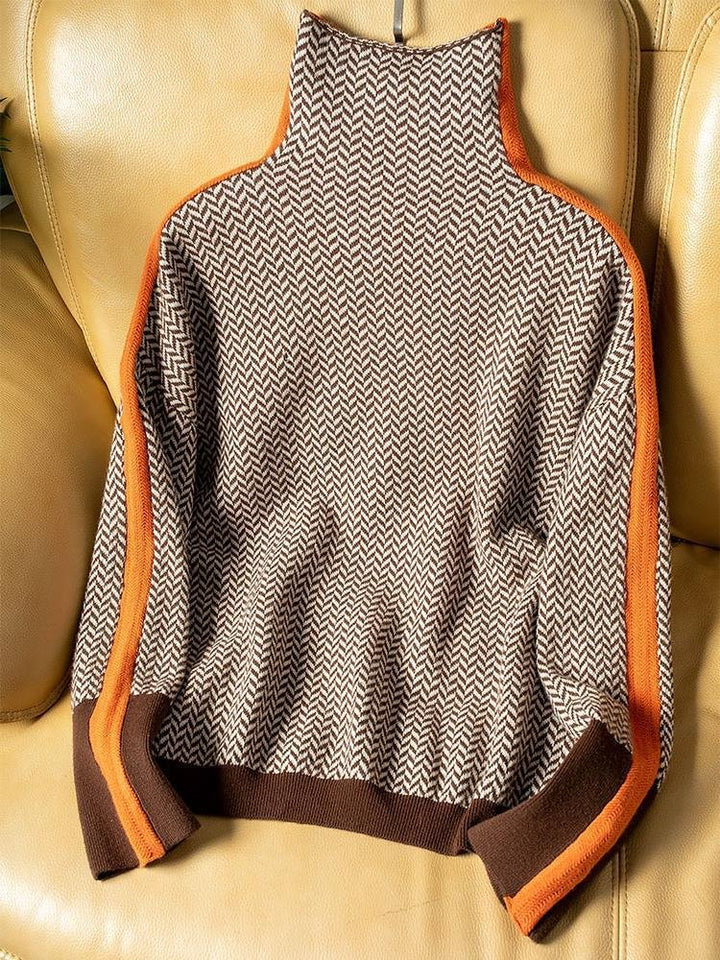 Oversize Pullover Damen | Streifen & Hoher Ausschnitt
