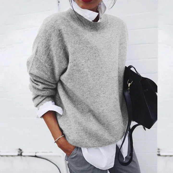 Camille - Elegant Oversized Sweater with High Collar