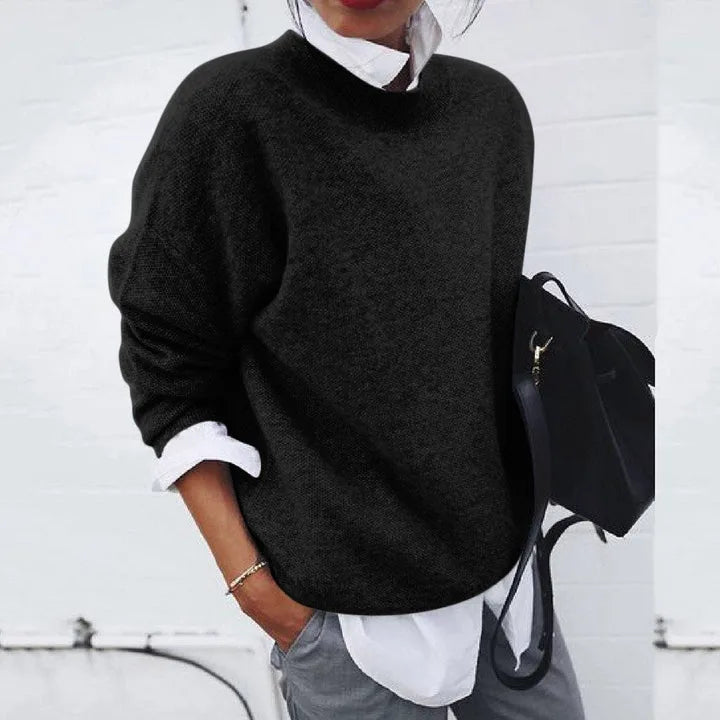 Camille - Elegant Oversized Sweater with High Collar