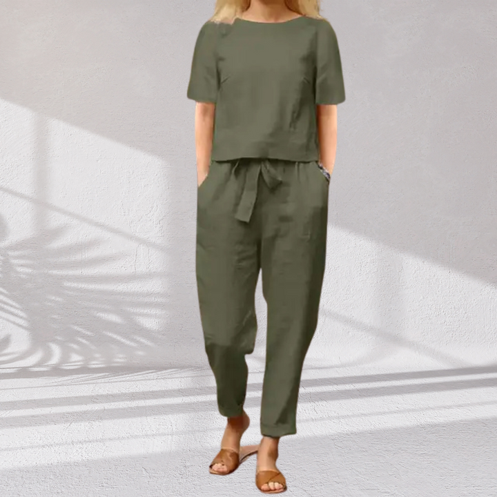 Amata Elegant Soft Linen Ensemble (2-Piece Set), view 4 - Elena Harper