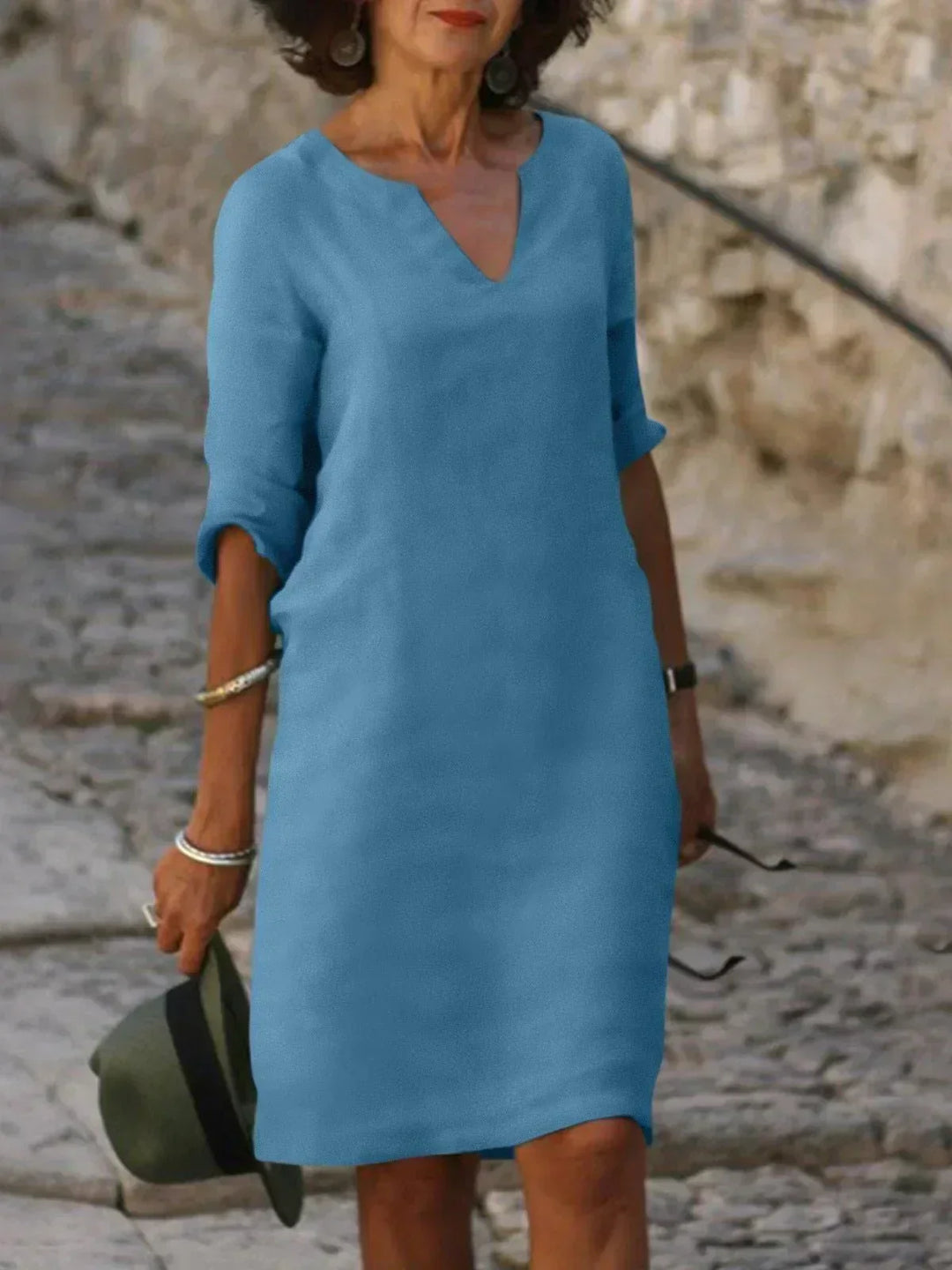 Maria Elegant Dress with V-Neck - Elena Harper