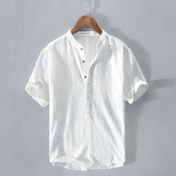 Men's Short Sleeve Casual Linen Shirt – Lightweight Breathable Fabric, Buttoned, Comfortable Summer Fit