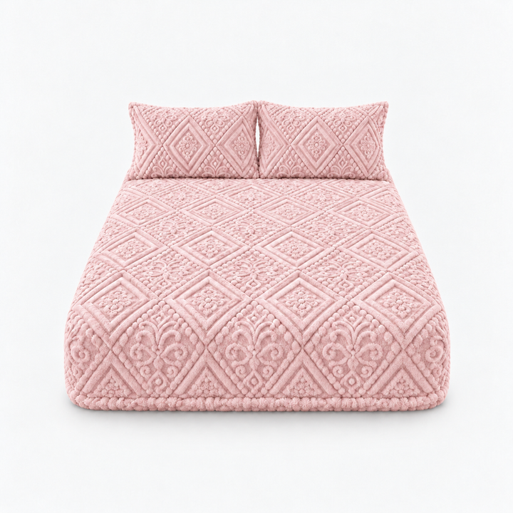 Damask Haven – Raised Damask Plush Fitted Sheet