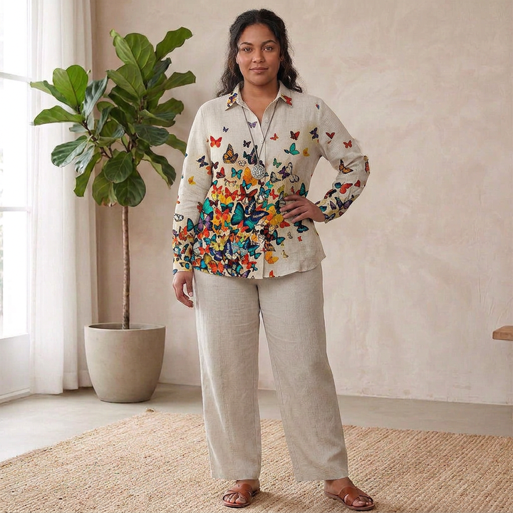 Perdita Floral & Butterfly Print Women’s Shirt: Effortless Everyday Style
