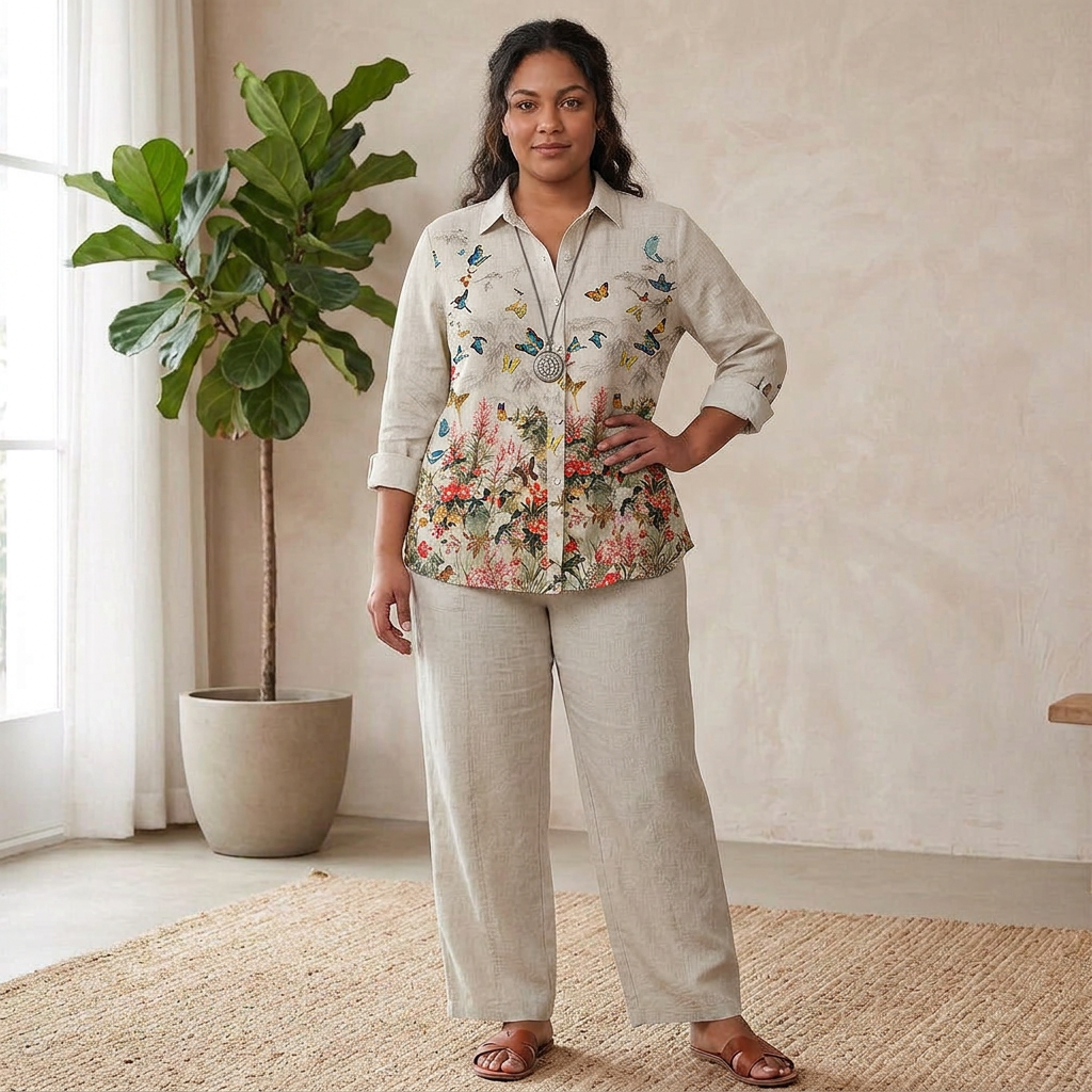 Perdita Floral & Butterfly Print Women’s Shirt: Effortless Everyday Style