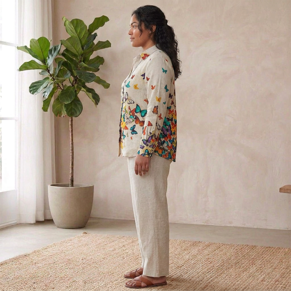 Perdita Floral & Butterfly Print Women’s Shirt: Effortless Everyday Style