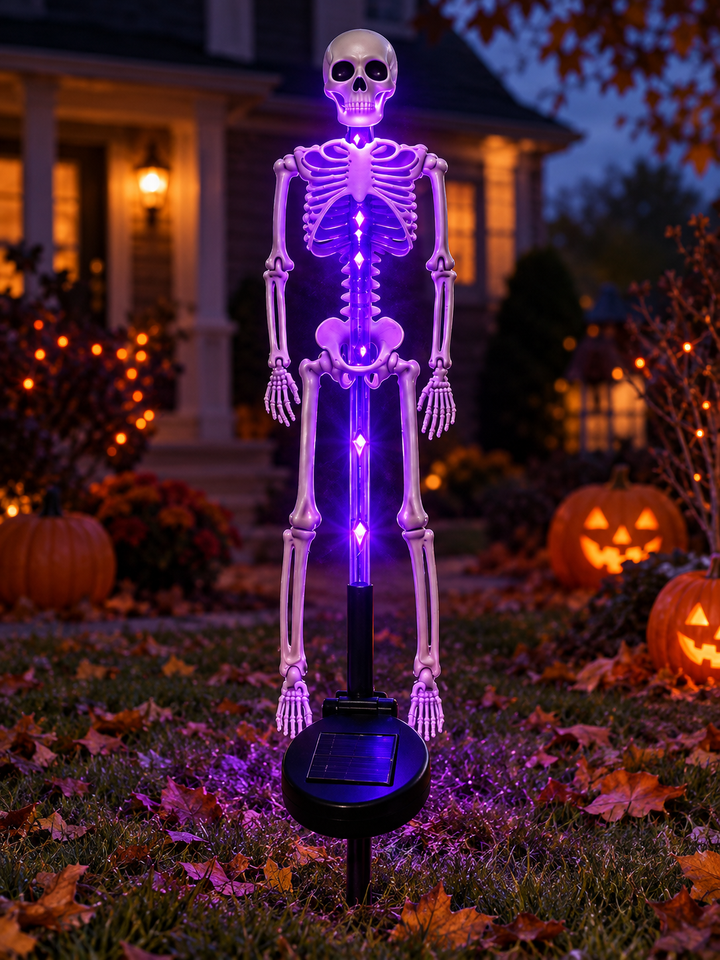 Solar Skull Halloween Garden Stake Light