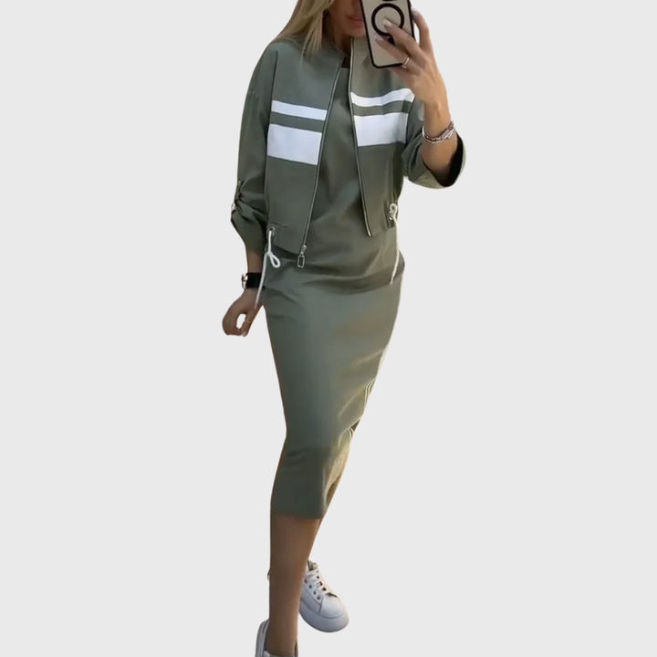 Adelia | Two-Piece Knit Set with Matching Top and Trousers for Women