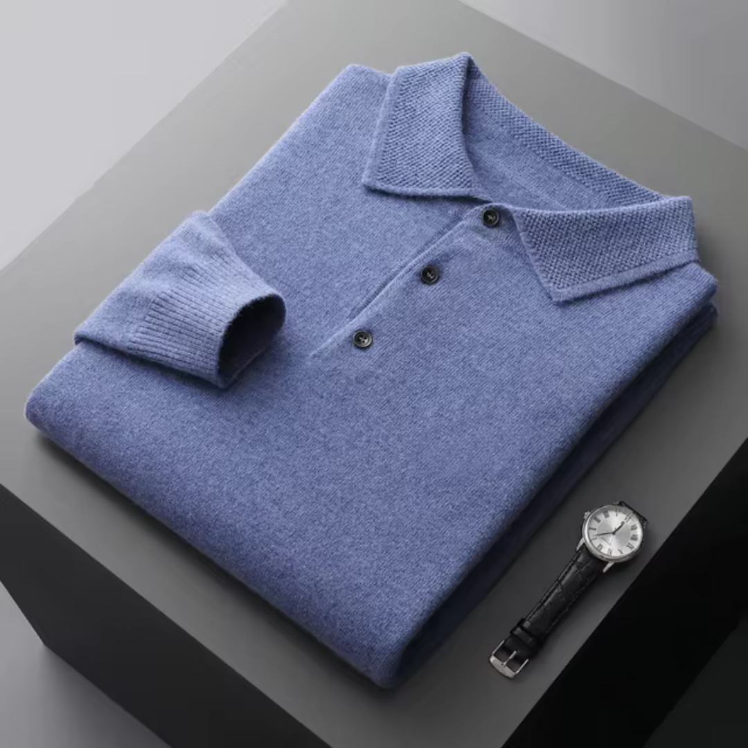 Men's Elegant Knit Polo Sweater with Modern Cut