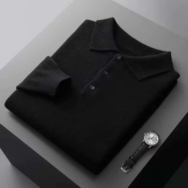 Men's Elegant Knit Polo Sweater with Modern Cut