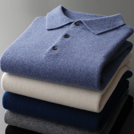 Men's Elegant Knit Polo Sweater with Modern Cut