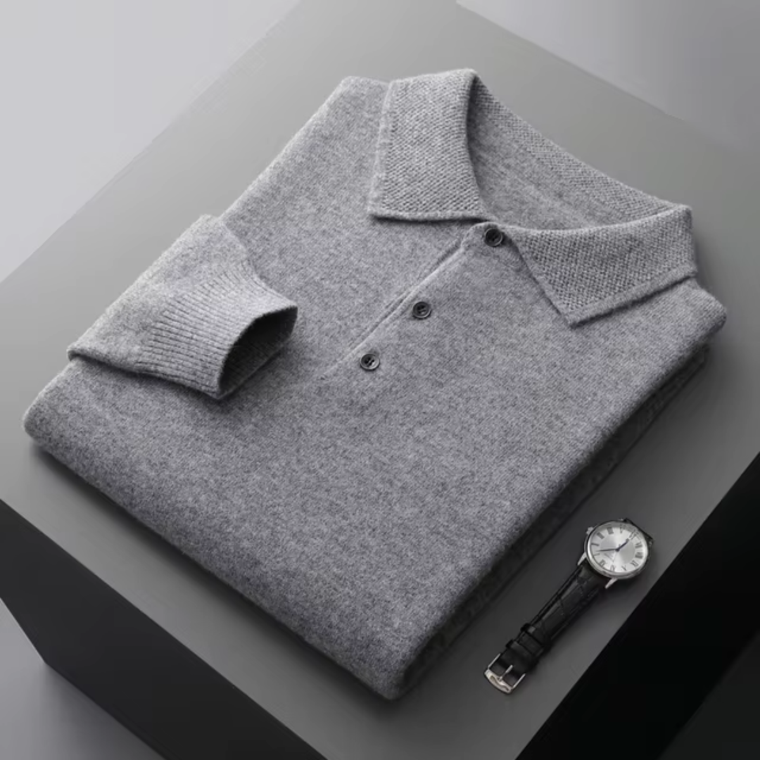 Men's Elegant Knit Polo Sweater with Modern Cut