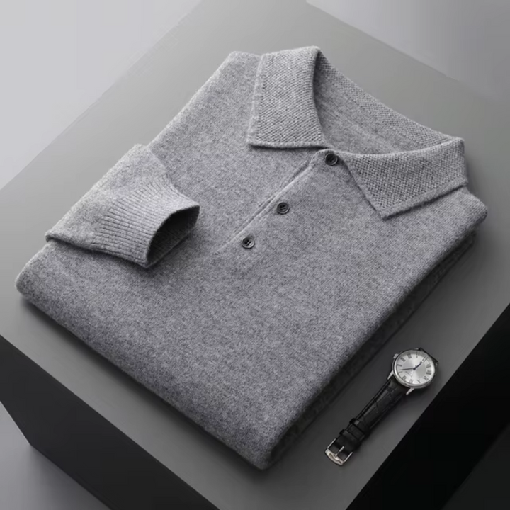 Men's Elegant Knit Polo Sweater with Modern Cut