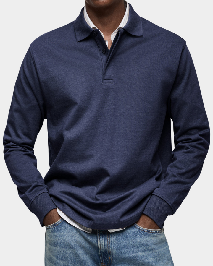 Long Sleeve Polo Shirt for Men | Comfortable & Timeless