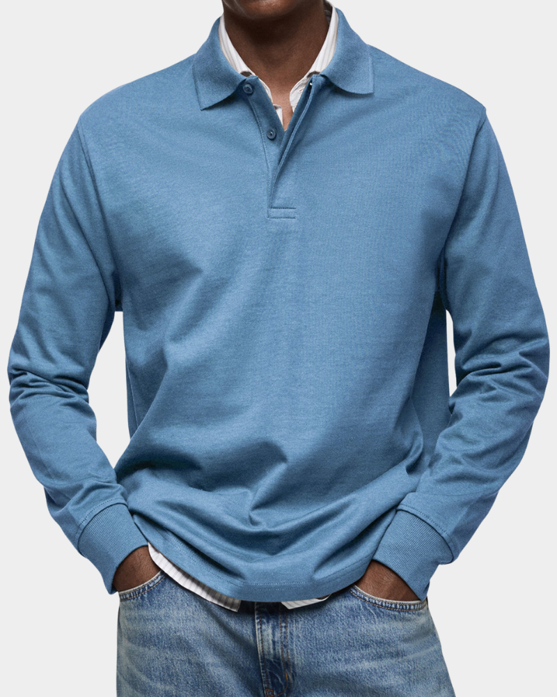 Long Sleeve Polo Shirt for Men | Comfortable & Timeless