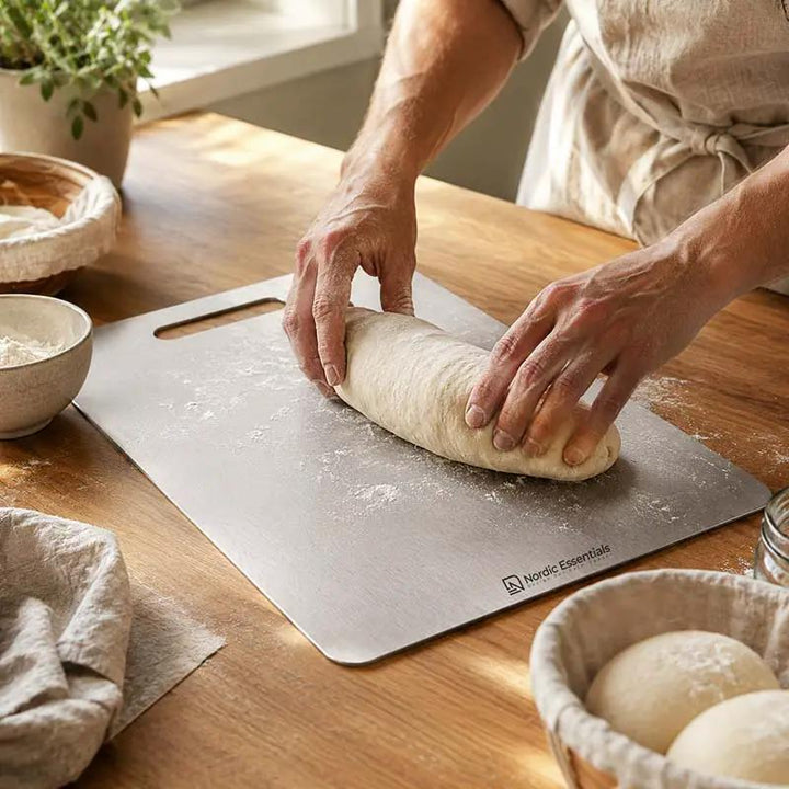Stainless Steel Cutting Board Double-Sided - Antibacterial Kitchen Board Knife-Friendly