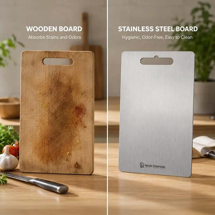 Stainless Steel Cutting Board Double-Sided - Antibacterial Kitchen Board Knife-Friendly