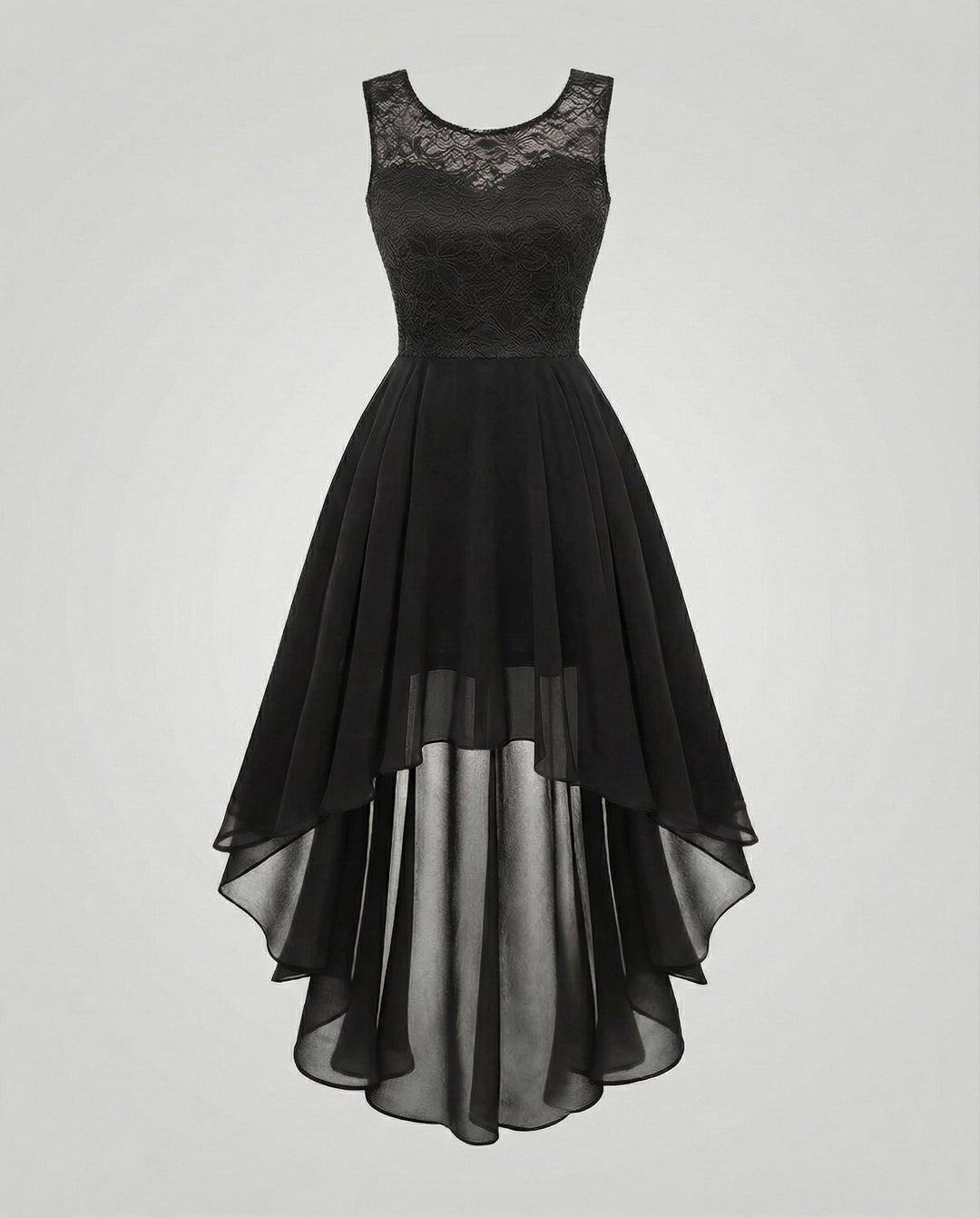 Elegant Evening Dress Made of Chiffon with Lace