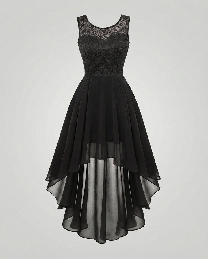 Elegant Evening Dress Made of Chiffon with Lace