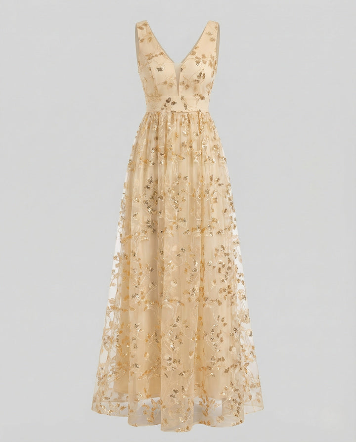 Women's Long Evening Dress with Embroidery